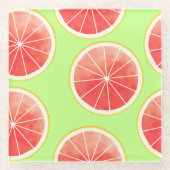 Pink Grapefruit Slicten Pattern Glazen Onderzetter (Voorkant)
