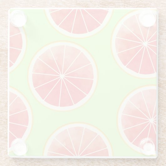 Pink Grapefruit Slicten Pattern Glazen Onderzetter (Achterkant)