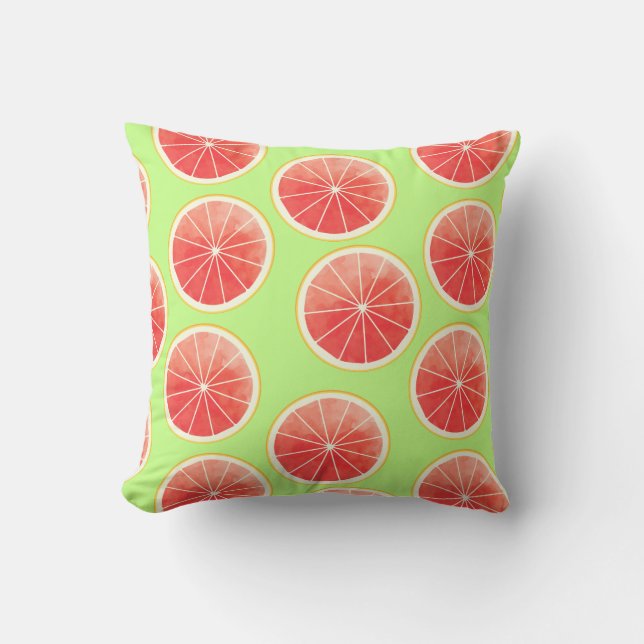 Pink Grapefruit Slicten Pattern Kussen (Voorkant)