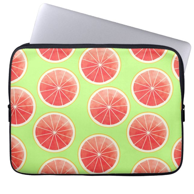 Pink Grapefruit Slicten Pattern Laptop Sleeve (Voorkant)