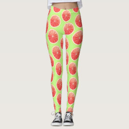 Pink Grapefruit Slicten Pattern Leggings