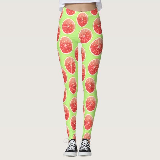 Pink Grapefruit Slicten Pattern Leggings (Voorkant)