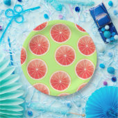 Pink Grapefruit Slicten Pattern Papieren Bordje (Feest)