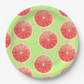 Pink Grapefruit Slicten Pattern Papieren Bordje (Voorkant)