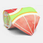 Pink Grapefruit Slicten Pattern Stropdas (Opgerold)