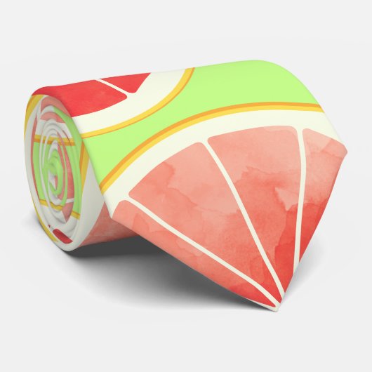 Pink Grapefruit Slicten Pattern Stropdas (Opgerold)