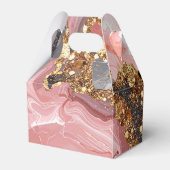 Pink, Gray and Gold Marble Agate Birthday Party Bedankdoosjes (Achterkant)