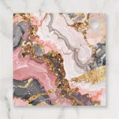 Pink, Gray and Gold Marble Agate Birthday Party Bedankjes Labels (Achterkant)