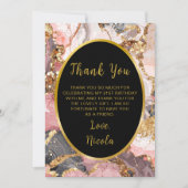 Pink, Gray and Gold Marble Agate Birthday Party Bedankkaart (Voorkant)