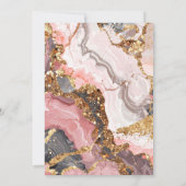 Pink, Gray and Gold Marble Agate Birthday Party Bedankkaart (Achterkant)