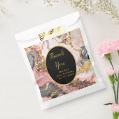 Pink, Gray and Gold Marble Agate Birthday Party Bedankzakje (Gezegeld)