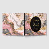 Pink, Gray and Gold Marble Agate Birthday Party Gastenboek (Volledig)