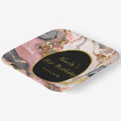 Pink, Gray and Gold Marble Agate Birthday Party Papieren Bordje (Gebogen)
