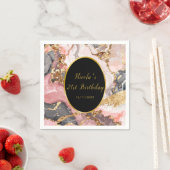 Pink, Gray and Gold Marble Agate Birthday Party Servet (Insitu)