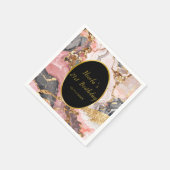 Pink, Gray and Gold Marble Agate Birthday Party Servet (Hoek)
