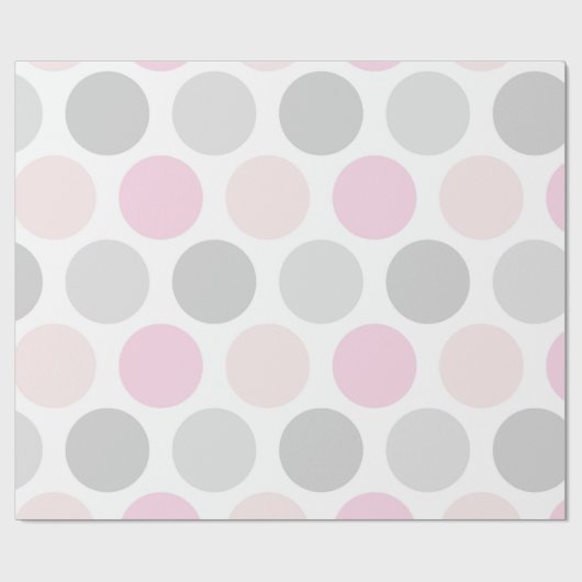 Pink Gray and Skin Tone Polka Dots Wrapping Paper Cadeaupapier (Vlak)