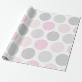 Pink Gray and Skin Tone Polka Dots Wrapping Paper Cadeaupapier (Uitgerold)