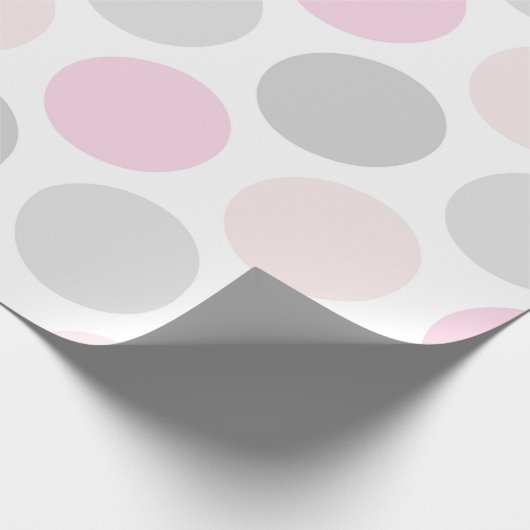Pink Gray and Skin Tone Polka Dots Wrapping Paper Cadeaupapier (Hoek)