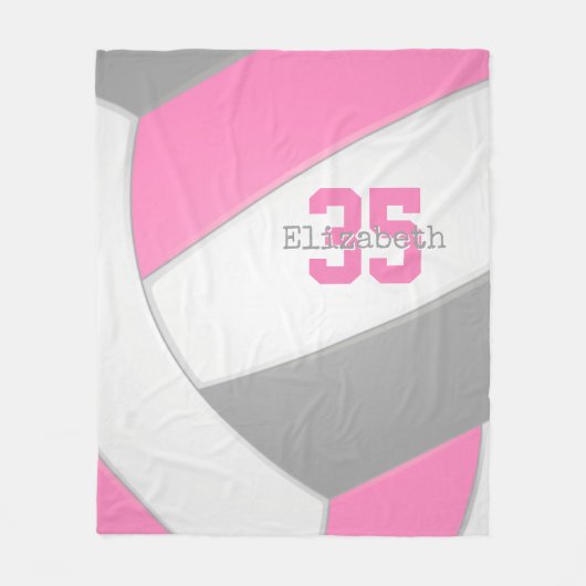 pink gray and white girls volleyball personalized fleece deken (Voorkant)