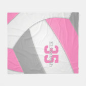 pink gray and white girls volleyball personalized fleece deken (Voorkant (Horizontaal))
