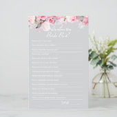 Pink Gray Bridal Shower How well do you Game Card (Staand voorkant)