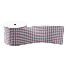 Pink Gray Checker Diamond Pattern Grosgrain Lint