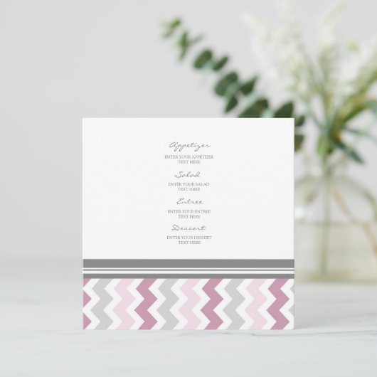 Pink Gray Chevron Menu (Staand voorkant)