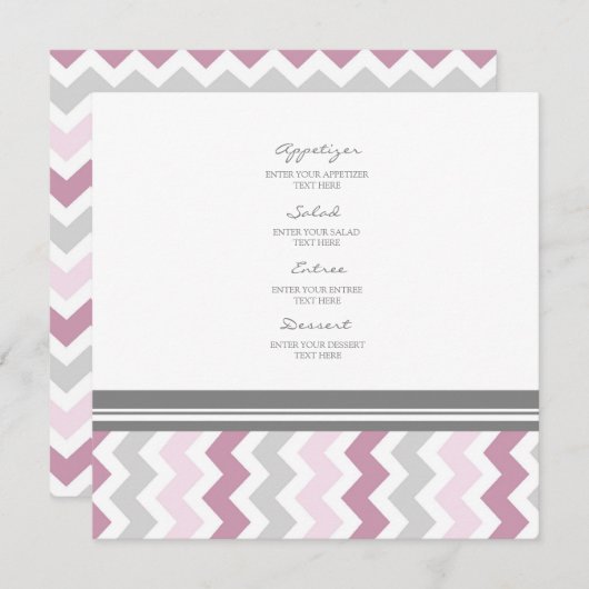 Pink Gray Chevron Menu (Voorkant / Achterkant)