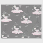 Pink & Gray Couture Ballerina Birthday Party Cadeaupapier (Vlak)