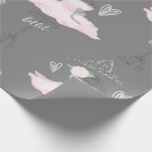 Pink & Gray Couture Ballerina Birthday Party Cadeaupapier (Hoek)