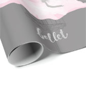 Pink & Gray Couture Ballerina Birthday Party Cadeaupapier (Rol Hoek)