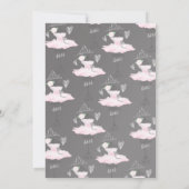Pink & Gray Couture Ballerina Birthday Party Kaart (Achterkant)