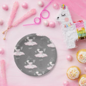 Pink & Gray Couture Ballerina Birthday Party Papieren Bordje (Feest)