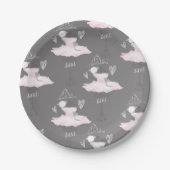 Pink & Gray Couture Ballerina Birthday Party Papieren Bordje (Voorkant)