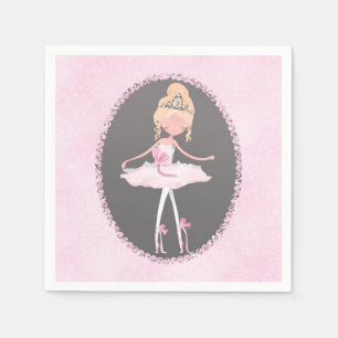 Pink & Gray Couture Ballerina Birthday Party Servet
