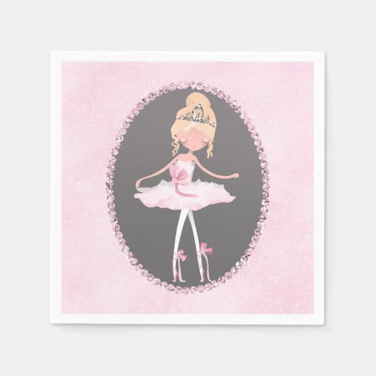 Pink & Gray Couture Ballerina Birthday Party Servet (Voorkant)