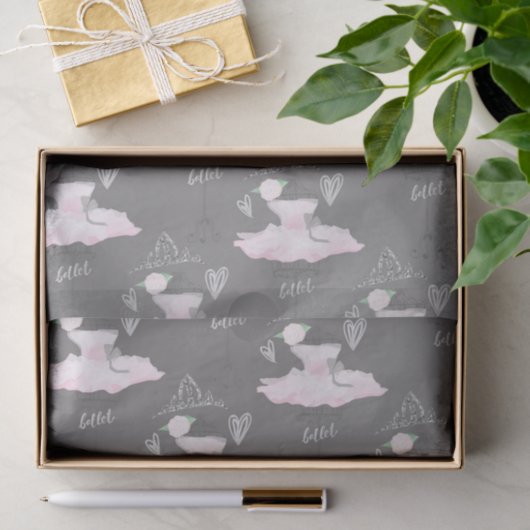 Pink & Gray Couture Ballerina Birthday Party Tissuepapier (Geschenk)