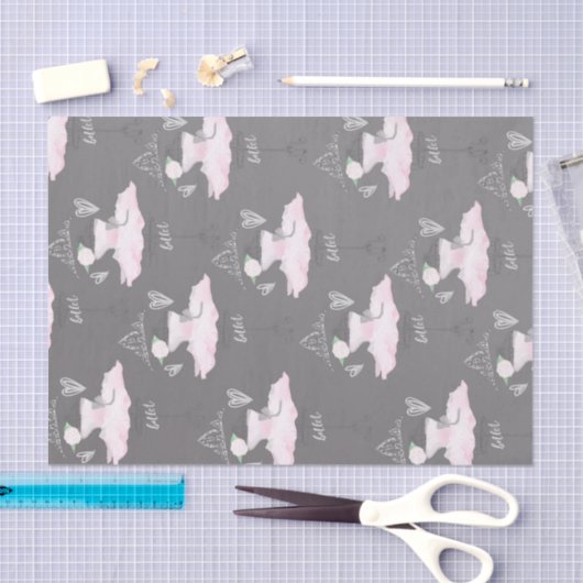 Pink & Gray Couture Ballerina Birthday Party Tissuepapier (Craft)