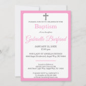 Pink & Gray Cross Watercolor Baptism Kaart (Voorkant)