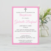 Pink & Gray Cross Watercolor Baptism Kaart (Staand voorkant)