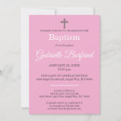 Pink & Gray Cross Watercolor Baptism Kaart (Voorkant)
