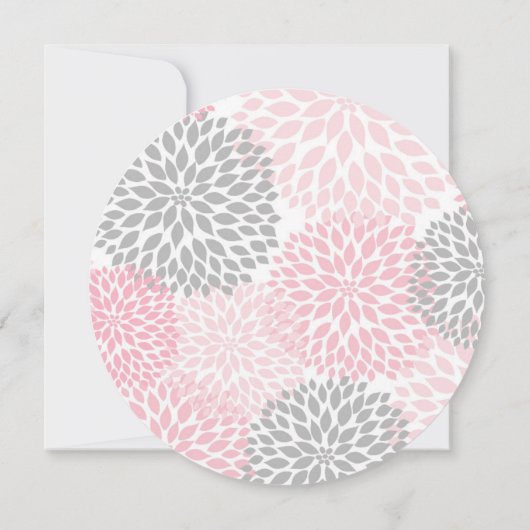 Pink Gray Dahlia Round BRIDAL SHOWER INVITE Kaart (Achterkant)