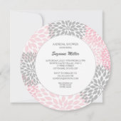 Pink Gray Dahlia Round BRIDAL SHOWER INVITE Kaart (Voorkant)