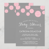 PINK & GRAY PAPER LANTERNS BABY SHOWER INVITATIE KAART (Voorkant / Achterkant)