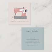PINK GRAY PEACH SEWING MACHINE DANK JE TOONT VIERKANTE VISITEKAARTJE (Voorkant / Achterkant)