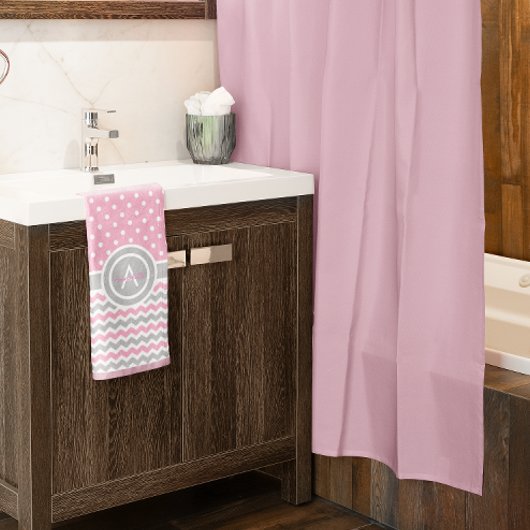 Pink Gray Polka Dot Chevron Handdoek