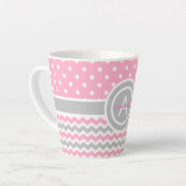 Pink Gray Polka Dot Chevron Latte Mok (Linkerhoek)