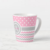 Pink Gray Polka Dot Chevron Latte Mok (Rechterhoek)