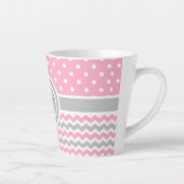 Pink Gray Polka Dot Chevron Latte Mok (Rechts)