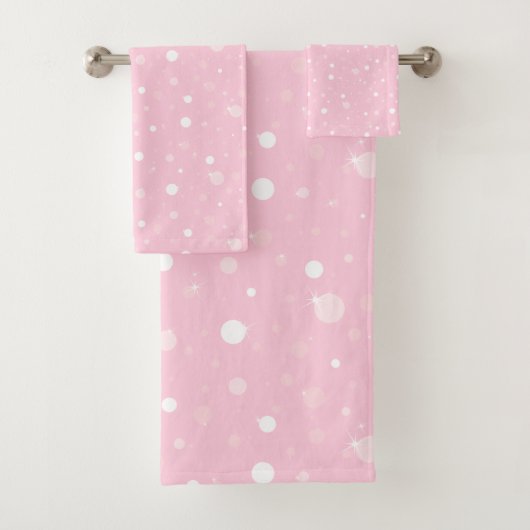  PINK GRAY SPLATTER AANGEPASTE TOWEL SET BAD HANDDOEK (Insitu)